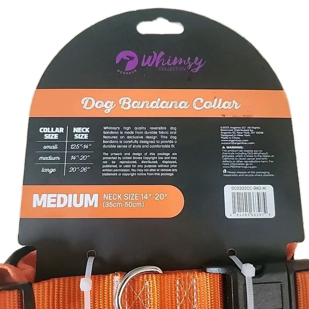 Whimsy Collection Dog Bandana Collar Candy Corn/Orange Reversible Med (14”-20”)